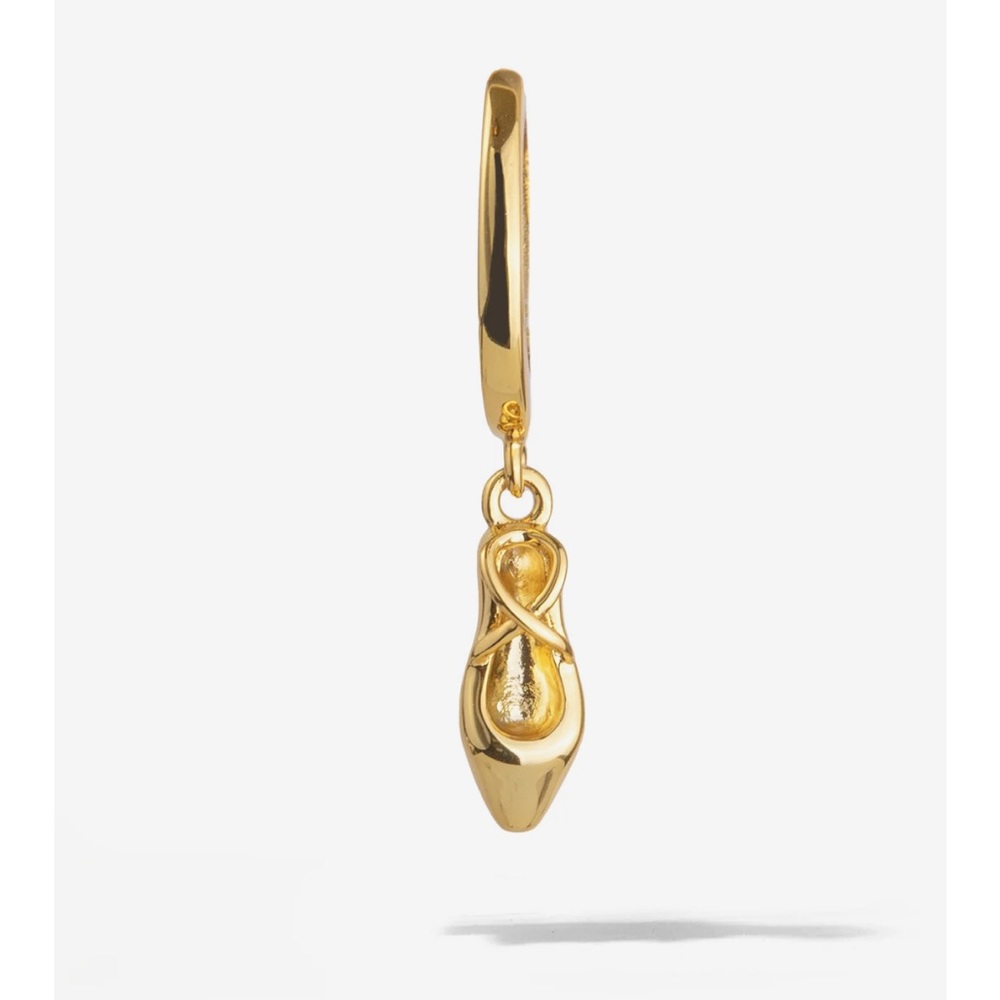 Elegant Gold Ballet Shoe Earrings